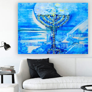 Eden Chouraki / Blue Menorah Giclee Print AHAVART 