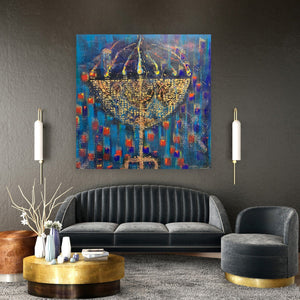 Eden Chouraki / Golden Menorah Giclee Print AHAVART 