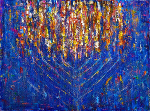 Nona Gold / Blue Menorah Giclee Print AHAVART 