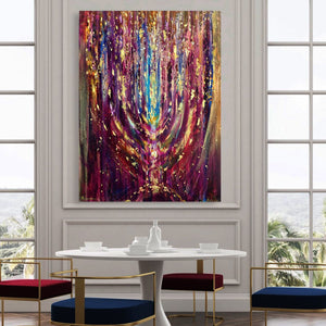 Raanan Yoram / '' Menorah Wine'' Original Painting AHAVART 