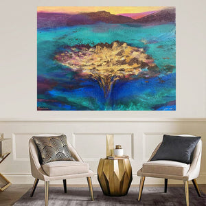 Raanan Yoram / '' Primordial Tree'' Original Painting AHAVART 