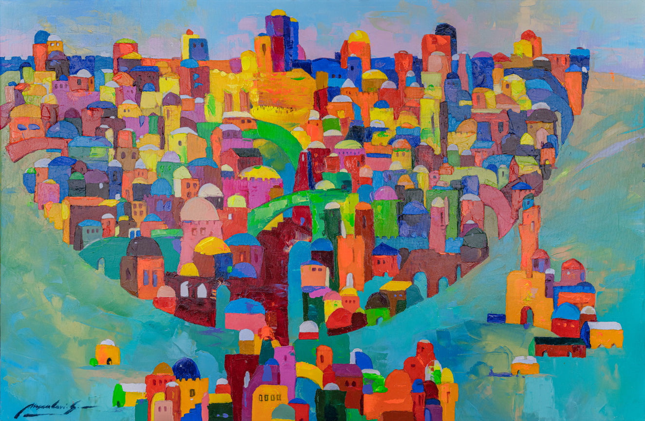 Miracle City Jerusalem Jewish Painting / Sergei Moskalev Giclee Print AHAVART 