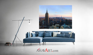 NYC skyline with urban skyscrapers at sunset. Fine Art Photography AHAVART 