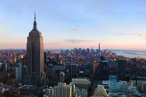 NYC skyline with urban skyscrapers at sunset. Fine Art Photography AHAVART 