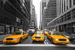 Yellow taxis rides on 5th Avenue - USA. Fine Art Photography AHAVART 